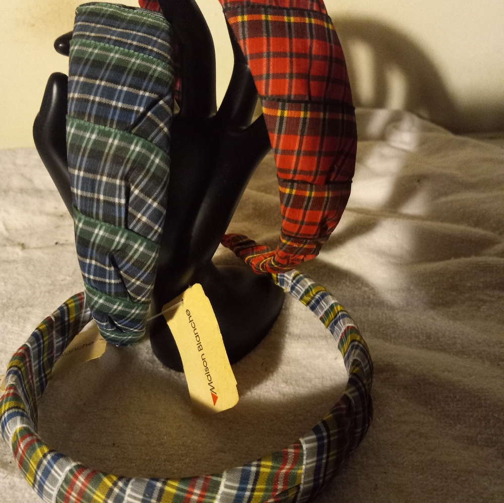 Used,not new 3pc. ribbon 🎗 headbands in assorted plaid prints.